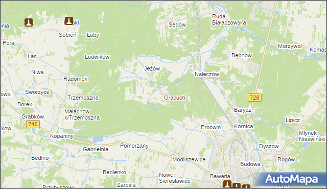 mapa Gracuch, Gracuch na mapie Targeo