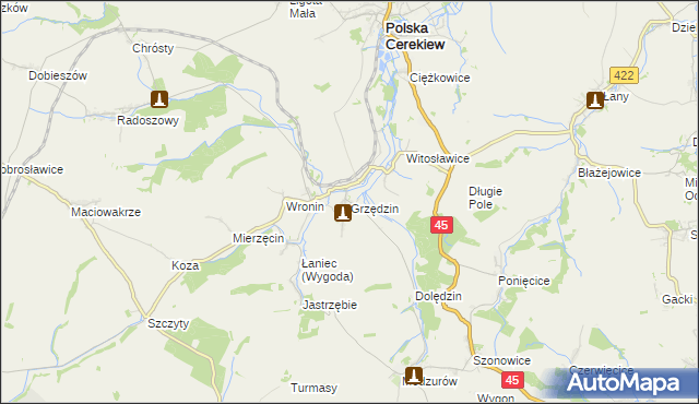 mapa Grzędzin, Grzędzin na mapie Targeo