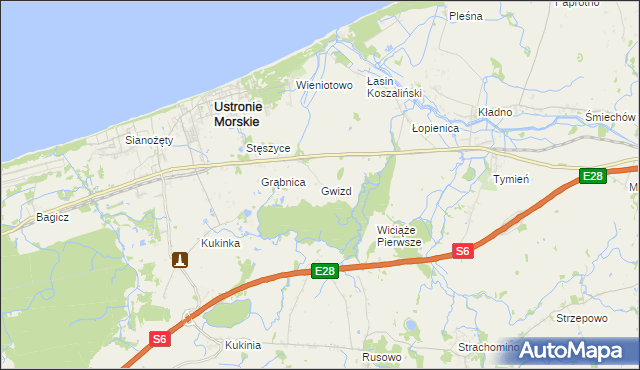 mapa Gwizd, Gwizd na mapie Targeo
