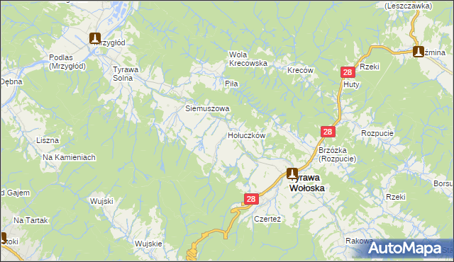 mapa Hołuczków, Hołuczków na mapie Targeo