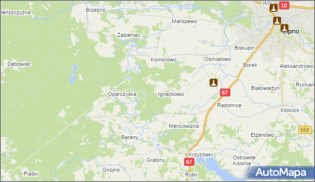 mapa Ignackowo, Ignackowo na mapie Targeo