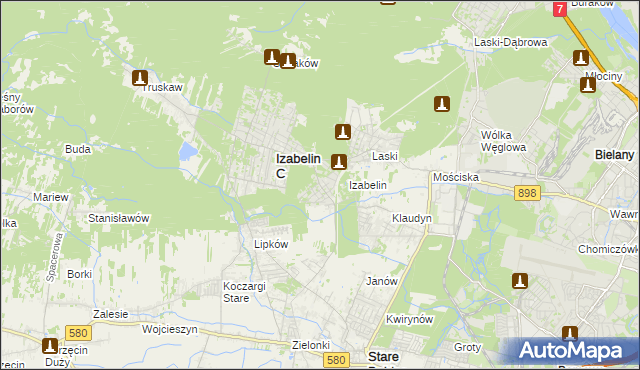 mapa Izabelin B, Izabelin B na mapie Targeo