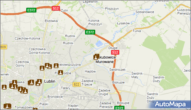 mapa Jakubowice Murowane, Jakubowice Murowane na mapie Targeo