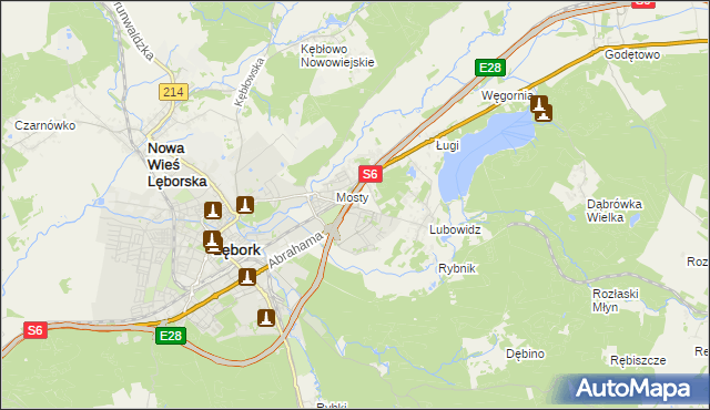 mapa Jamy gmina Nowa Wieś Lęborska, Jamy gmina Nowa Wieś Lęborska na mapie Targeo