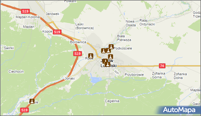 mapa Janów Lubelski, Janów Lubelski na mapie Targeo