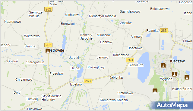mapa Janowo gmina Kleczew, Janowo gmina Kleczew na mapie Targeo