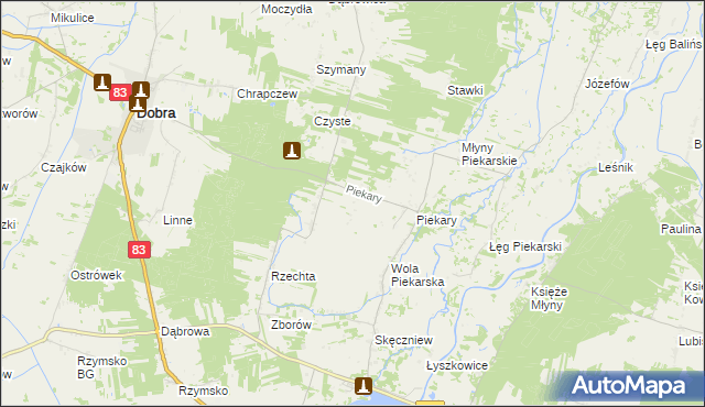 mapa Januszówka gmina Dobra, Januszówka gmina Dobra na mapie Targeo