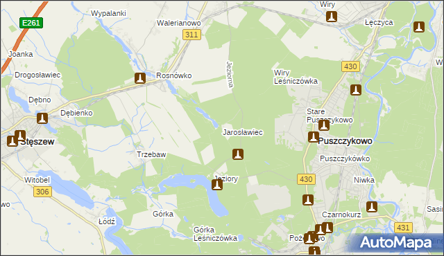 mapa Jarosławiec gmina Komorniki, Jarosławiec gmina Komorniki na mapie Targeo