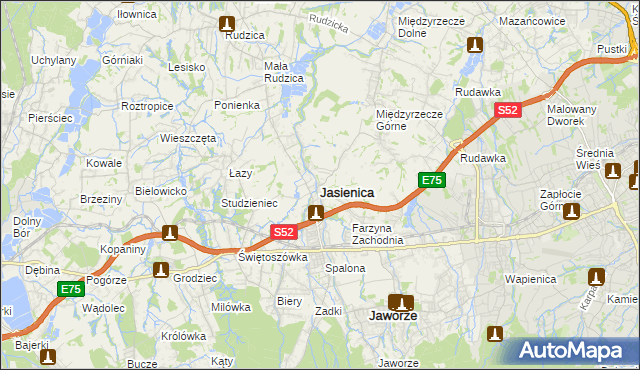 mapa Jasienica powiat bielski, Jasienica powiat bielski na mapie Targeo