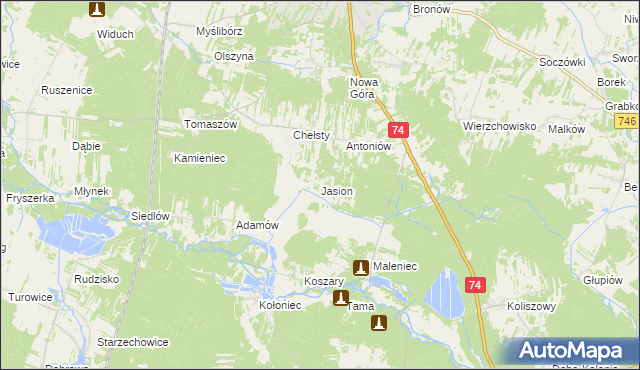 mapa Jasion, Jasion na mapie Targeo
