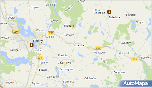 mapa Jedlice gmina Lipiany, Jedlice gmina Lipiany na mapie Targeo