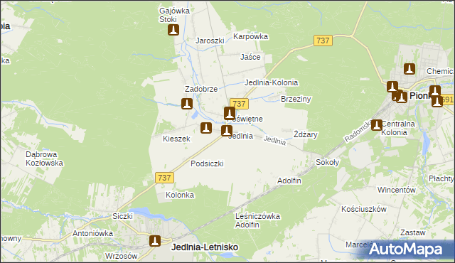 mapa Jedlnia, Jedlnia na mapie Targeo