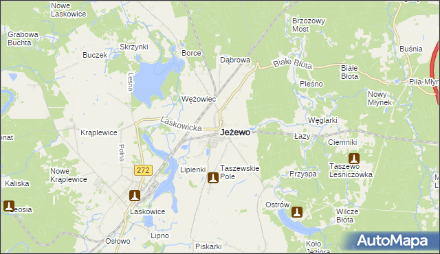 mapa Jeżewo powiat świecki, Jeżewo powiat świecki na mapie Targeo