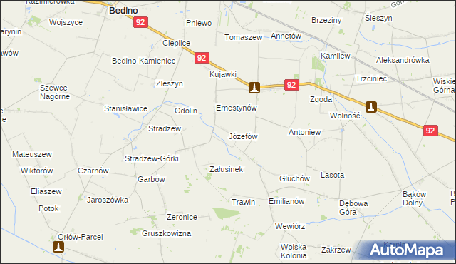 mapa Józefów gmina Bedlno, Józefów gmina Bedlno na mapie Targeo