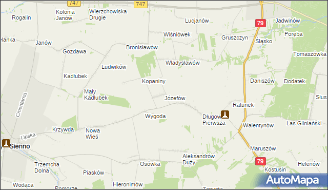 mapa Józefów gmina Lipsko, Józefów gmina Lipsko na mapie Targeo