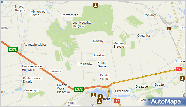 mapa Józefów gmina Piaski, Józefów gmina Piaski na mapie Targeo