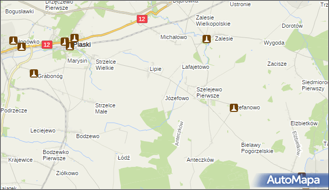 mapa Józefowo gmina Piaski, Józefowo gmina Piaski na mapie Targeo