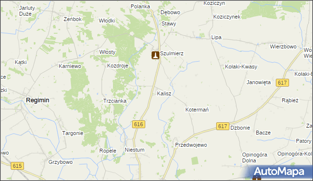mapa Kalisz gmina Regimin, Kalisz gmina Regimin na mapie Targeo