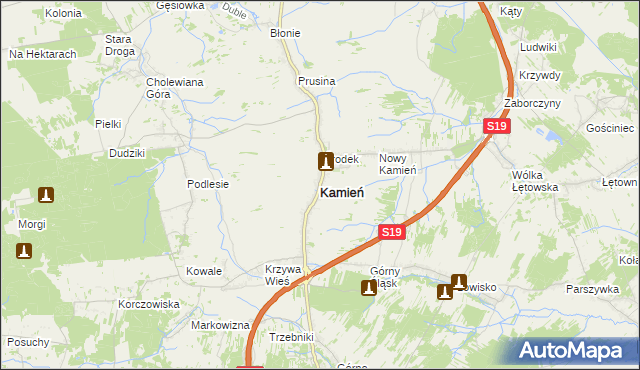 mapa Kamień powiat rzeszowski, Kamień powiat rzeszowski na mapie Targeo