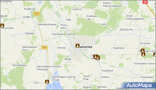 mapa Kamionka powiat lubartowski, Kamionka powiat lubartowski na mapie Targeo