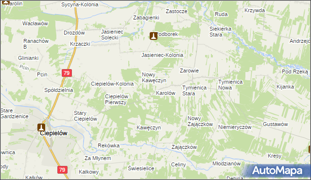 mapa Karolów gmina Chotcza, Karolów gmina Chotcza na mapie Targeo