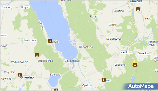 mapa Kartoszyno, Kartoszyno na mapie Targeo