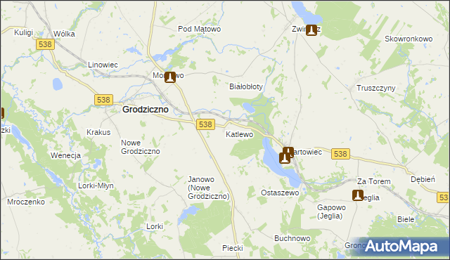 mapa Katlewo, Katlewo na mapie Targeo