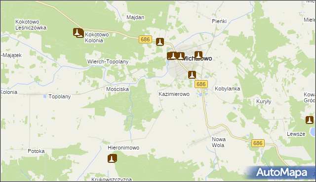 mapa Kazimierowo gmina Michałowo, Kazimierowo gmina Michałowo na mapie Targeo