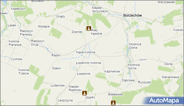 mapa Kępa gmina Borzechów, Kępa gmina Borzechów na mapie Targeo
