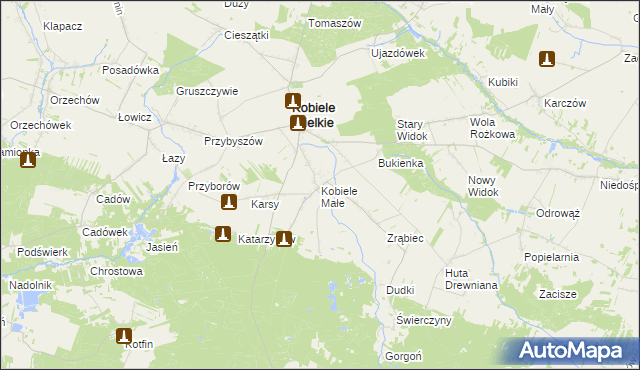 mapa Kobiele Małe, Kobiele Małe na mapie Targeo