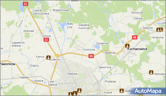 mapa Kochcice, Kochcice na mapie Targeo