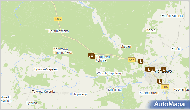 mapa Kokotowo Kolonia, Kokotowo Kolonia na mapie Targeo