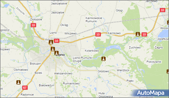 mapa Kolankowo gmina Lipno, Kolankowo gmina Lipno na mapie Targeo