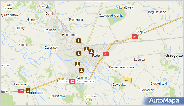 mapa Koło, Koło na mapie Targeo