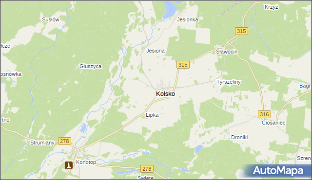 mapa Kolsko, Kolsko na mapie Targeo