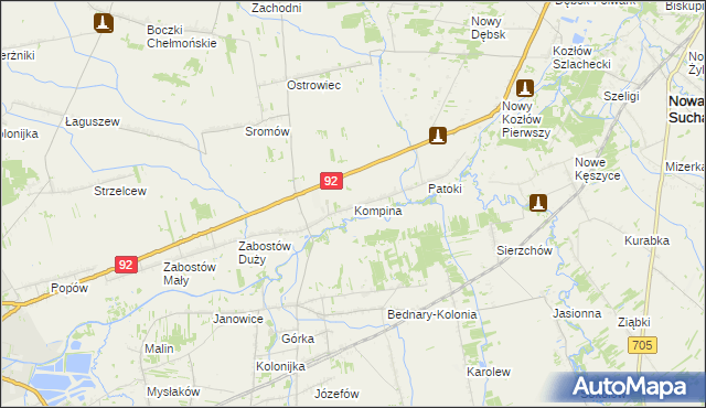 mapa Kompina, Kompina na mapie Targeo