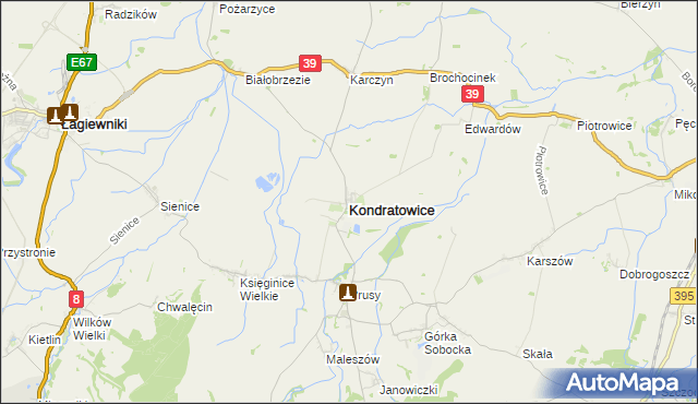 mapa Kondratowice, Kondratowice na mapie Targeo