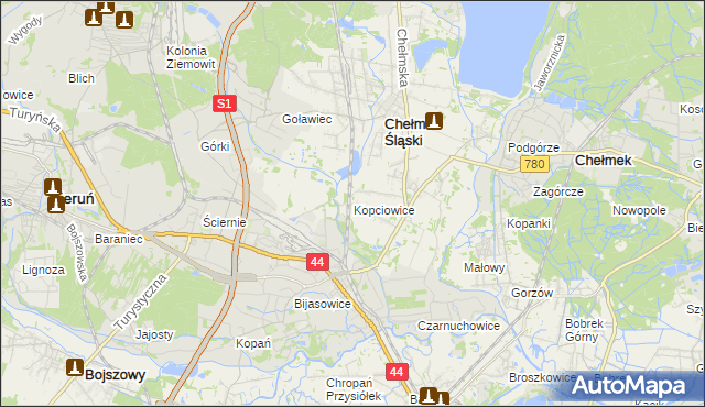 mapa Kopciowice, Kopciowice na mapie Targeo