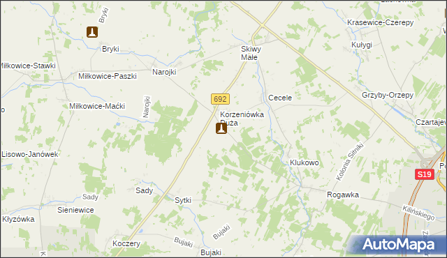 mapa Korzeniówka Mała, Korzeniówka Mała na mapie Targeo