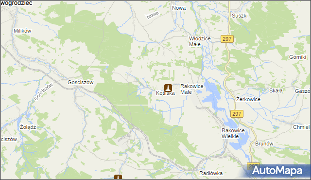 mapa Kotliska gmina Lwówek Śląski, Kotliska gmina Lwówek Śląski na mapie Targeo