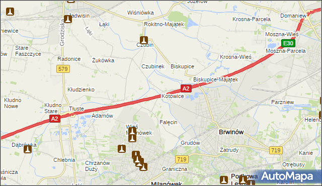 mapa Kotowice gmina Brwinów, Kotowice gmina Brwinów na mapie Targeo