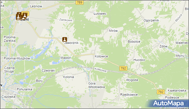 mapa Kotowice gmina Żarki, Kotowice gmina Żarki na mapie Targeo