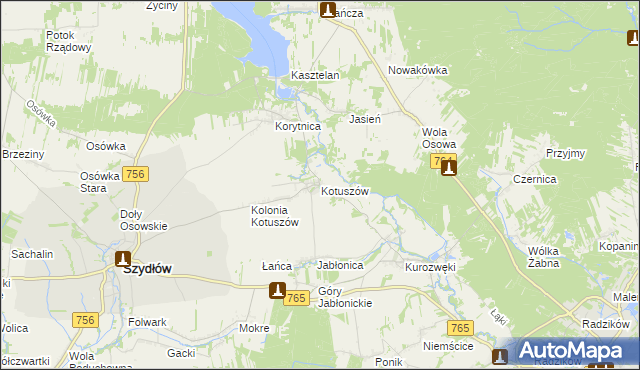 mapa Kotuszów gmina Szydłów, Kotuszów gmina Szydłów na mapie Targeo