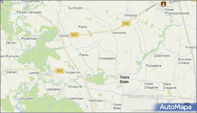 mapa Kowalewko gmina Stara Biała, Kowalewko gmina Stara Biała na mapie Targeo