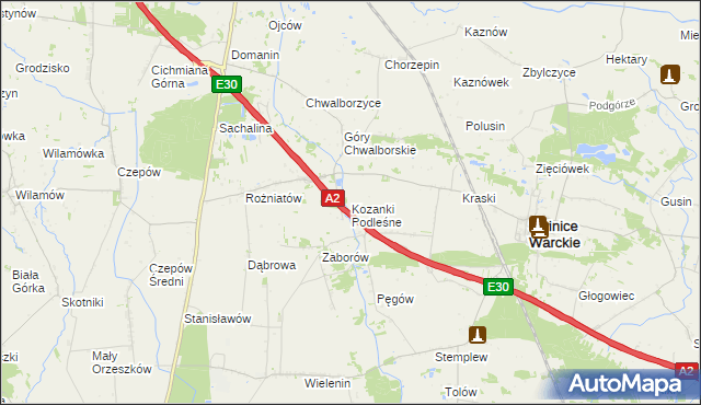 mapa Kozanki Podleśne, Kozanki Podleśne na mapie Targeo