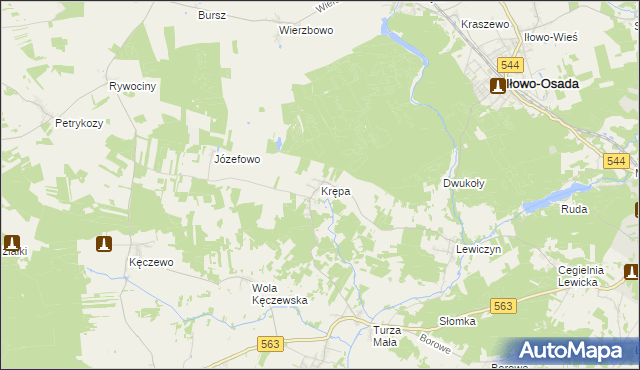 mapa Krępa gmina Lipowiec Kościelny, Krępa gmina Lipowiec Kościelny na mapie Targeo