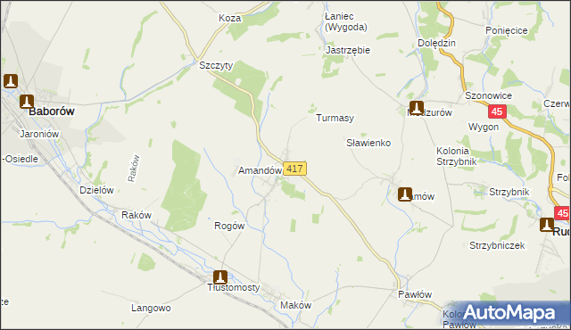 mapa Krowiarki, Krowiarki na mapie Targeo
