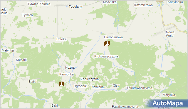 mapa Krukowszczyzna gmina Michałowo, Krukowszczyzna gmina Michałowo na mapie Targeo