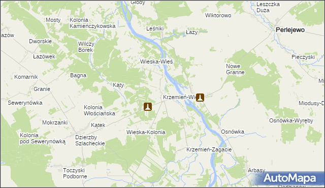 mapa Krzemień-Wieś, Krzemień-Wieś na mapie Targeo