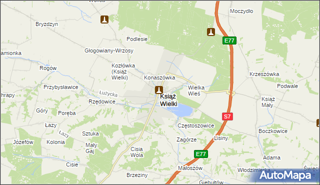 mapa Książ Wielki, Książ Wielki na mapie Targeo
